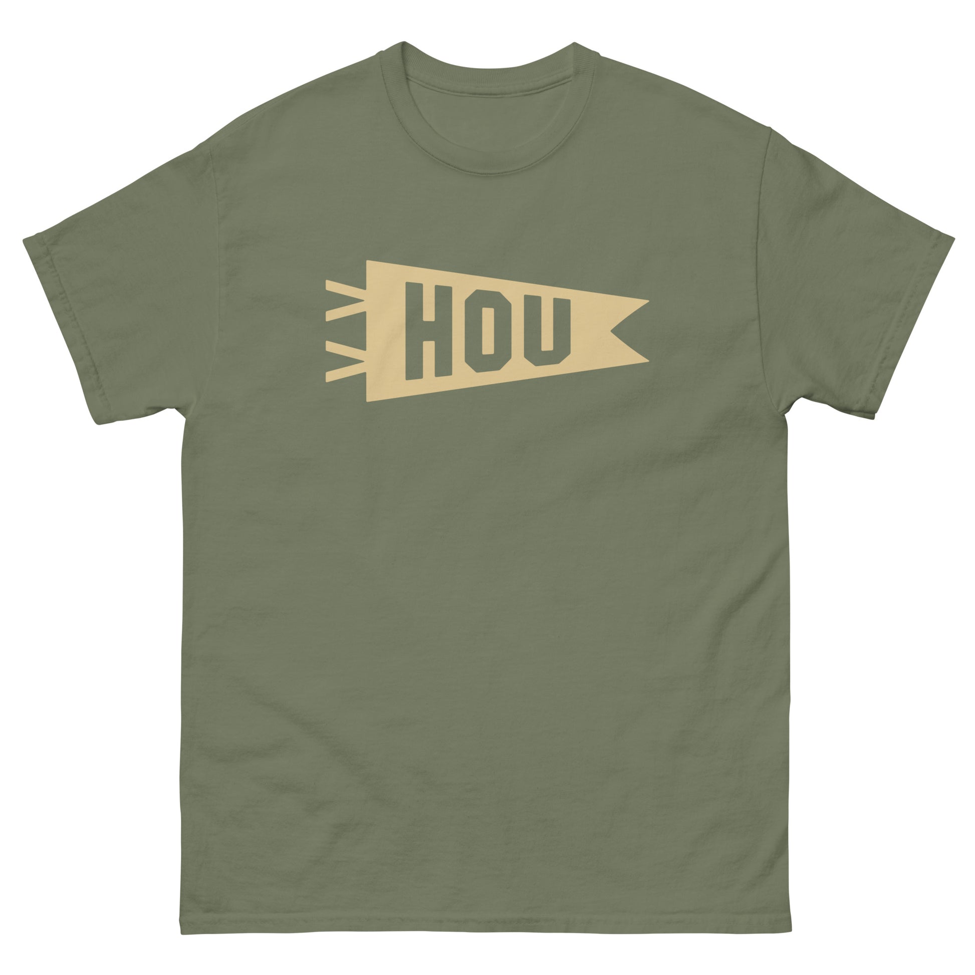 Airport Code Men's T-Shirt - Brown Graphic • HOU Houston Souvenir • YHM Designs - Image 01
