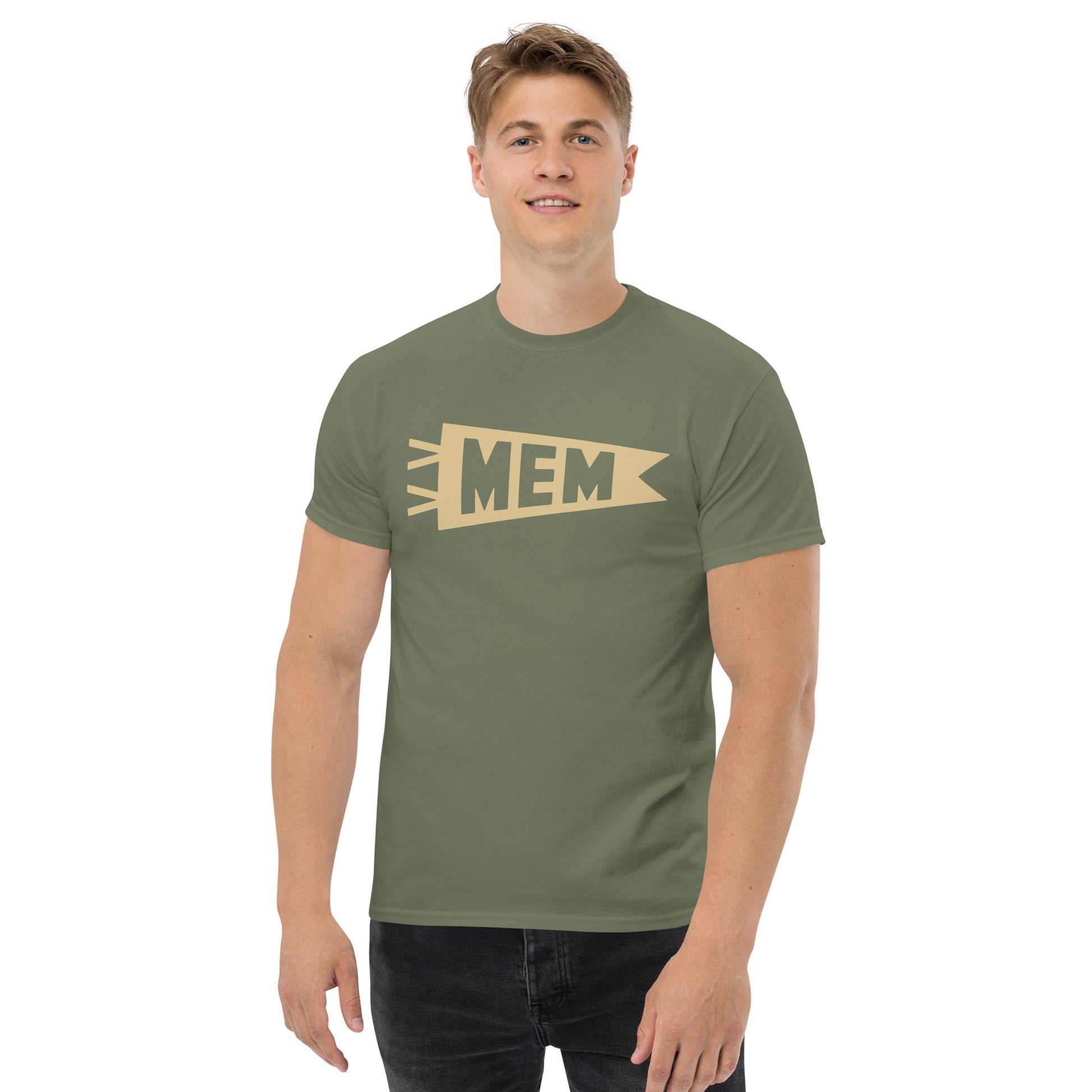 Airport Code Men's T-Shirt - Brown Graphic • MEM Memphis • YHM Designs - Image 03