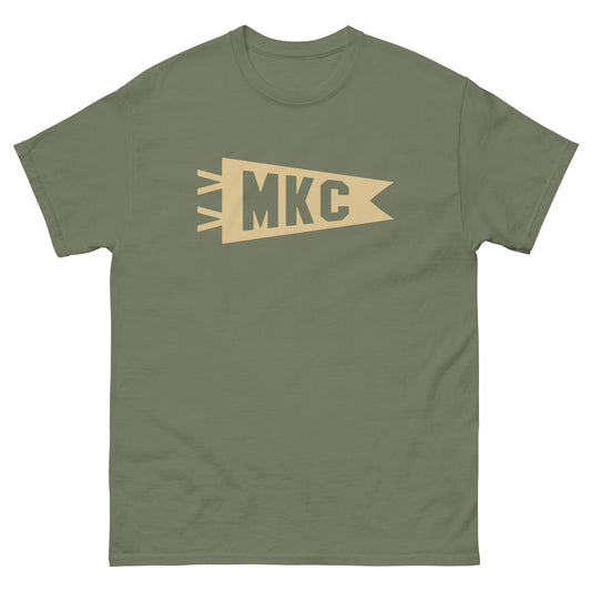 Airport Code Men's T-Shirt - Brown Graphic • MKC Kansas City • YHM Designs - Image 01