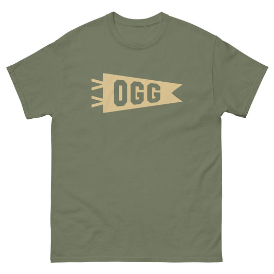 Airport Code Men's T-Shirt - Brown Graphic • OGG Maui • YHM Designs - Image 01