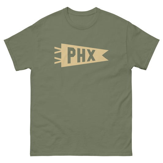 Airport Code Men's T-Shirt - Brown Graphic • PHX Phoenix • YHM Designs - Image 01