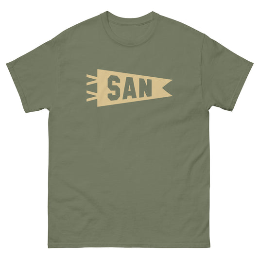 Airport Code Men's T-Shirt - Brown Graphic • SAN San Diego • YHM Designs - Image 01