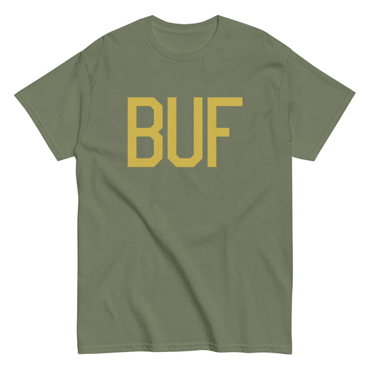 Aviation Enthusiast Men's Tee - Old Gold Graphic • BUF Buffalo • YHM Designs - Image 02