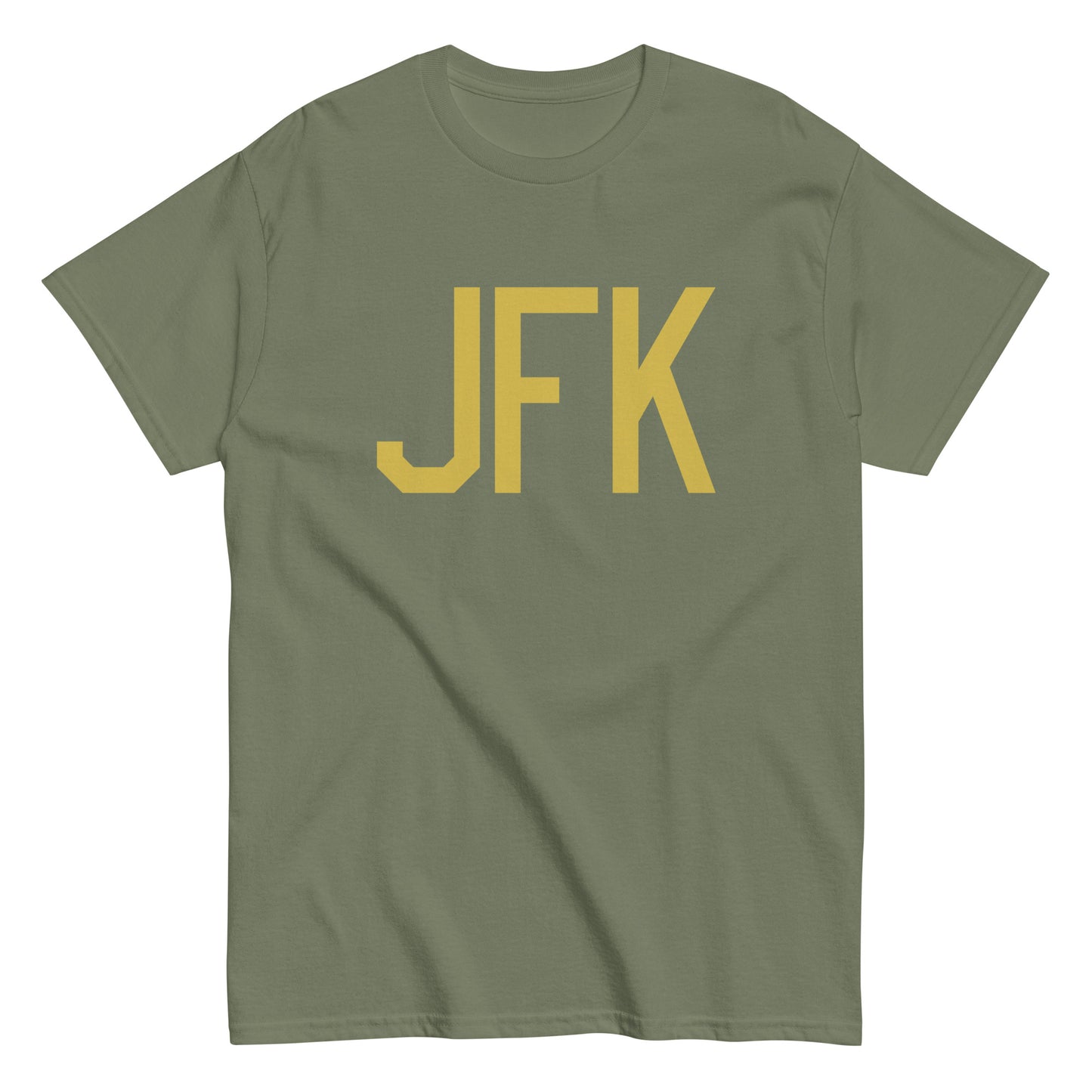 Aviation Enthusiast Men's Tee - Old Gold Graphic • JFK New York City • YHM Designs - Image 02