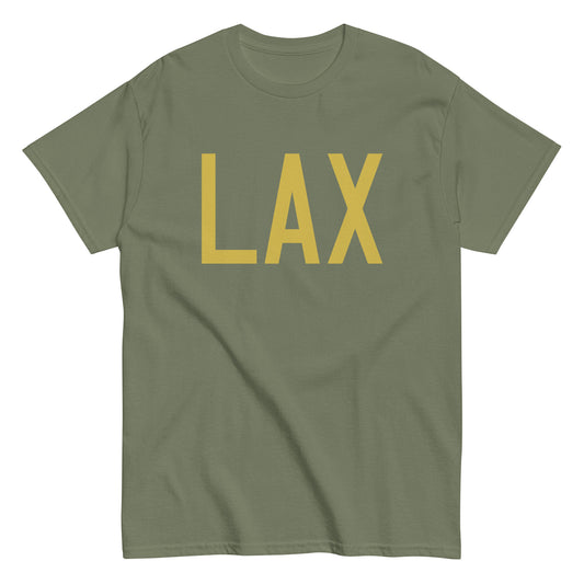 Aviation Enthusiast Men's Tee - Old Gold Graphic • LAX Los Angeles • YHM Designs - Image 02