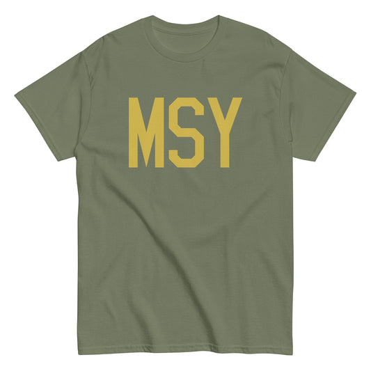 Aviation Enthusiast Men's Tee - Old Gold Graphic • MSY New Orleans • YHM Designs - Image 02