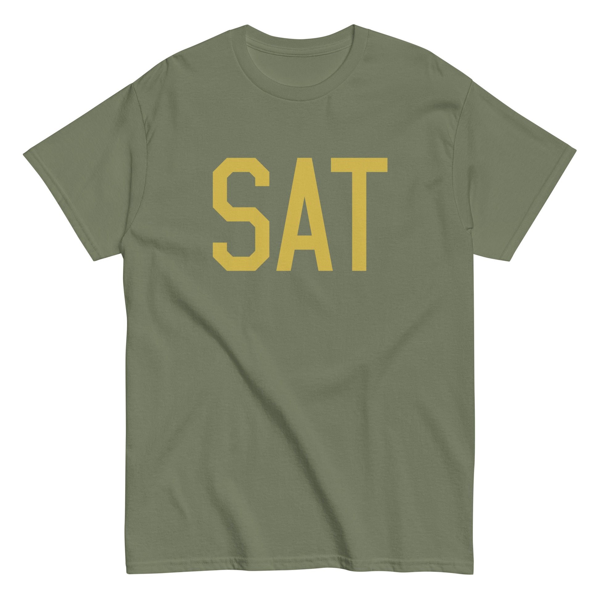 Aviation Enthusiast Men's Tee - Old Gold Graphic • SAT San Antonio • YHM Designs - Image 02