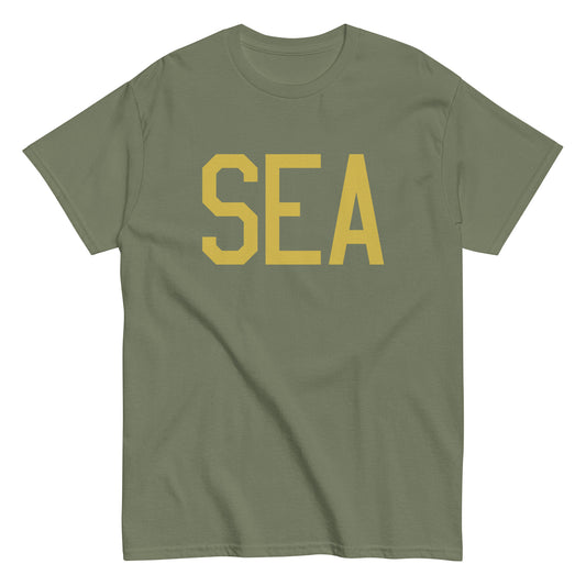 Aviation Enthusiast Men's Tee - Old Gold Graphic • SEA Seattle • YHM Designs - Image 02