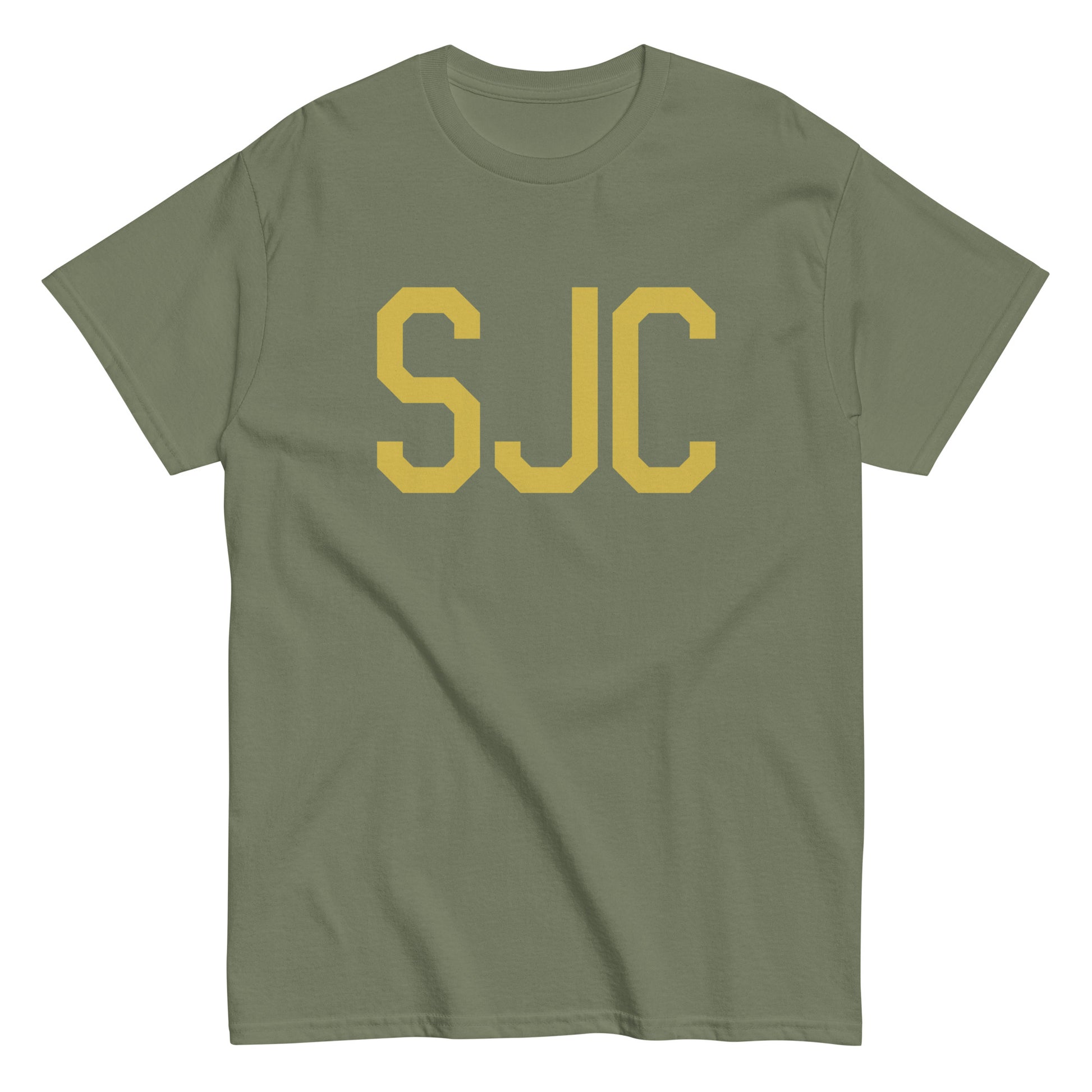 Aviation Enthusiast Men's Tee - Old Gold Graphic • SJC San Jose • YHM Designs - Image 02