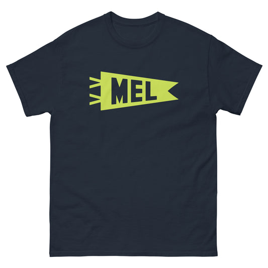 Airport Code Men's T-Shirt - Green Graphic • MEL Melbourne • YHM Designs - Image 01