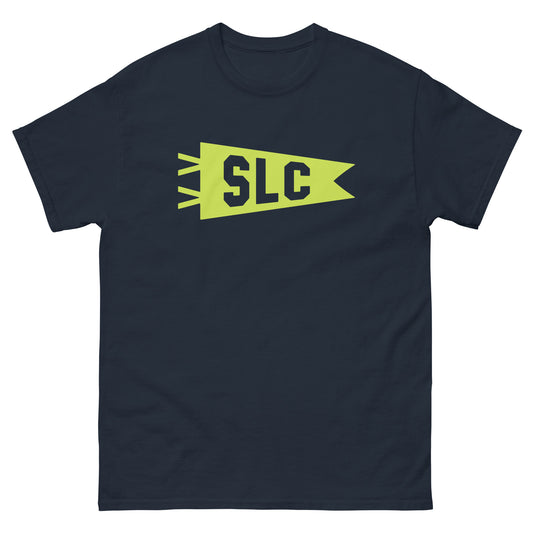 Airport Code Men's T-Shirt - Green Graphic • SLC Salt Lake City • YHM Designs - Image 01