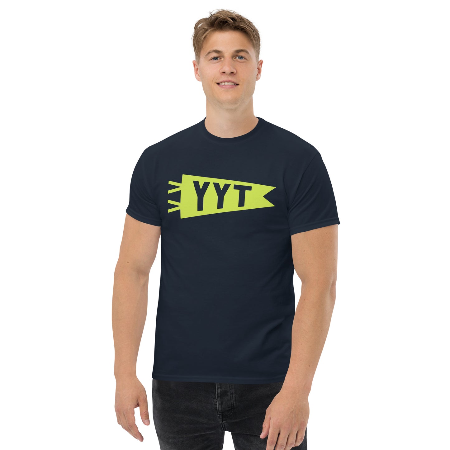Airport Code Men's T-Shirt - Green Graphic • YYT St. John's • YHM Designs - Image 03