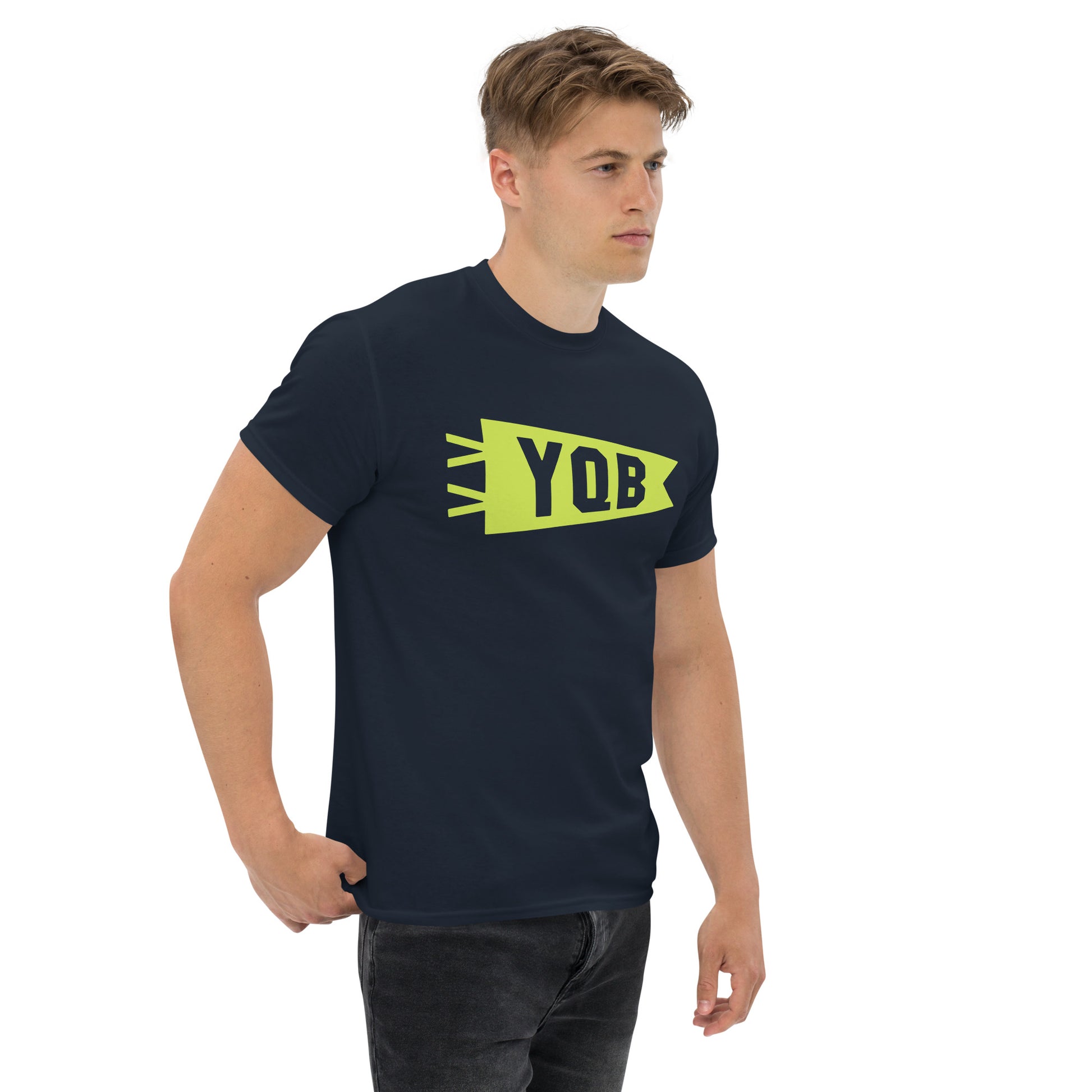 Airport Code Men's T-Shirt - Green Graphic • YQB Quebec City • YHM Designs - Image 06