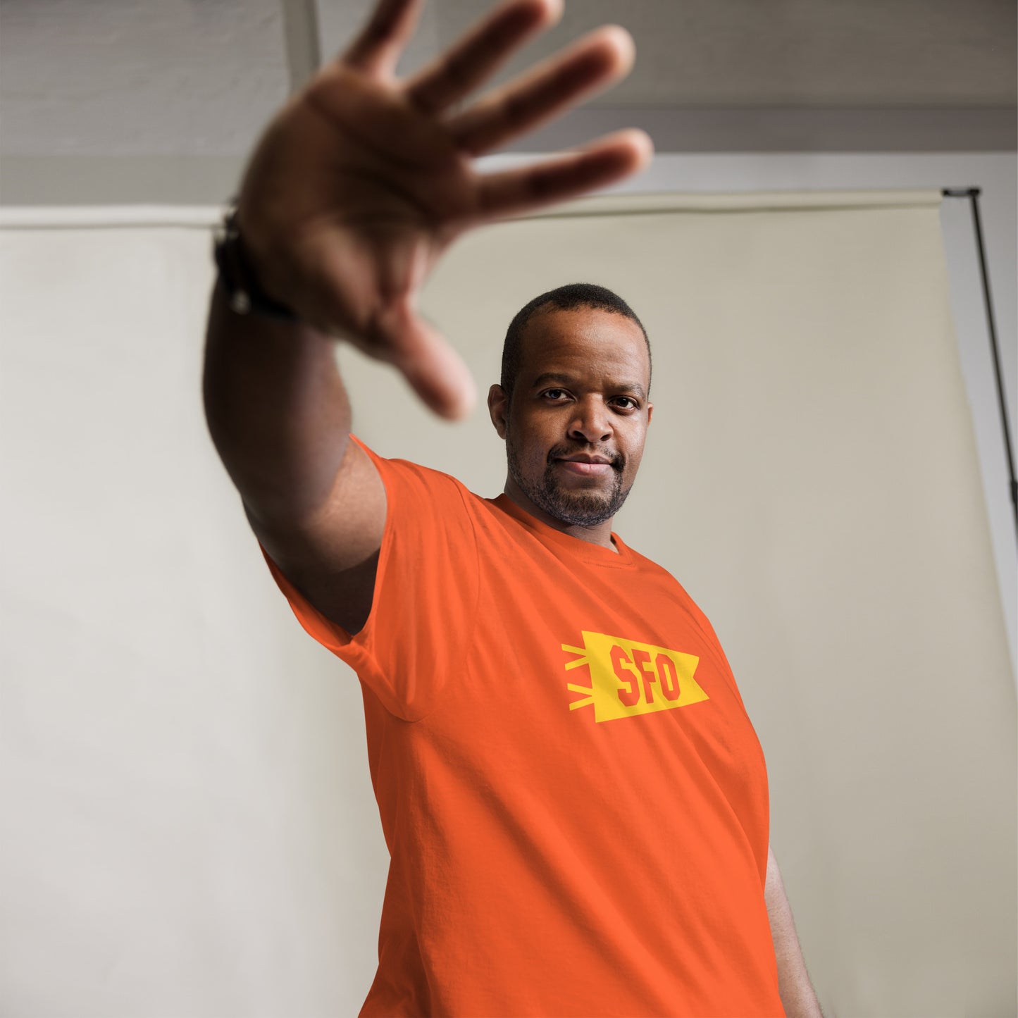 Airport Code Men's T-Shirt - Yellow Graphic • SFO San Francisco • YHM Designs - Image 07