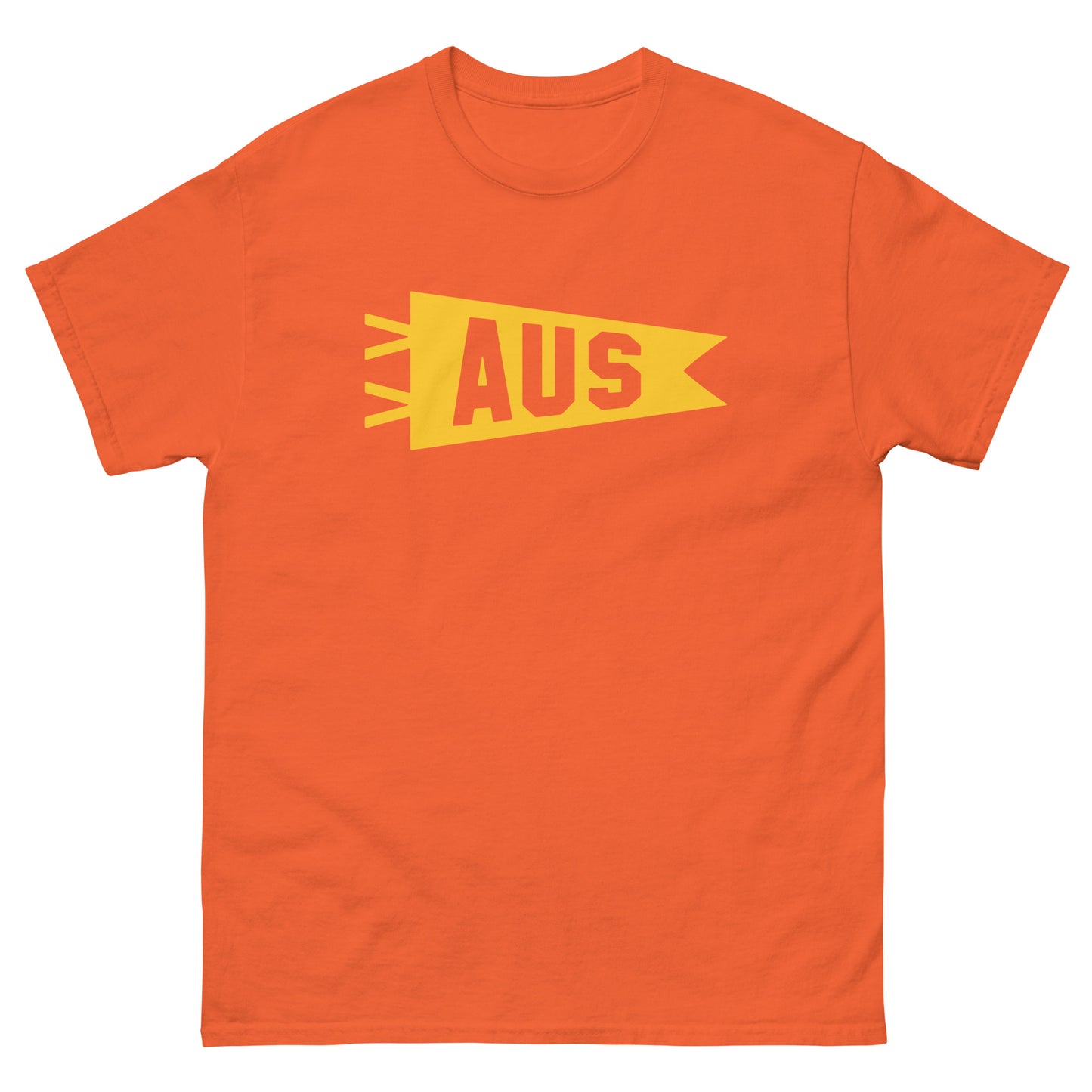 Airport Code Men's T-Shirt - Yellow Graphic • AUS Austin • YHM Designs - Image 02