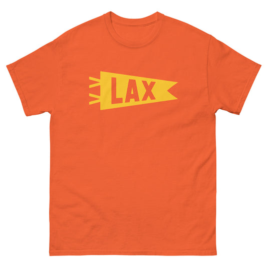 Airport Code Men's T-Shirt - Yellow Graphic • LAX Los Angeles • YHM Designs - Image 02