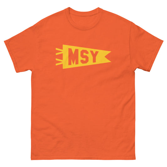 Airport Code Men's T-Shirt - Yellow Graphic • MSY New Orleans • YHM Designs - Image 02