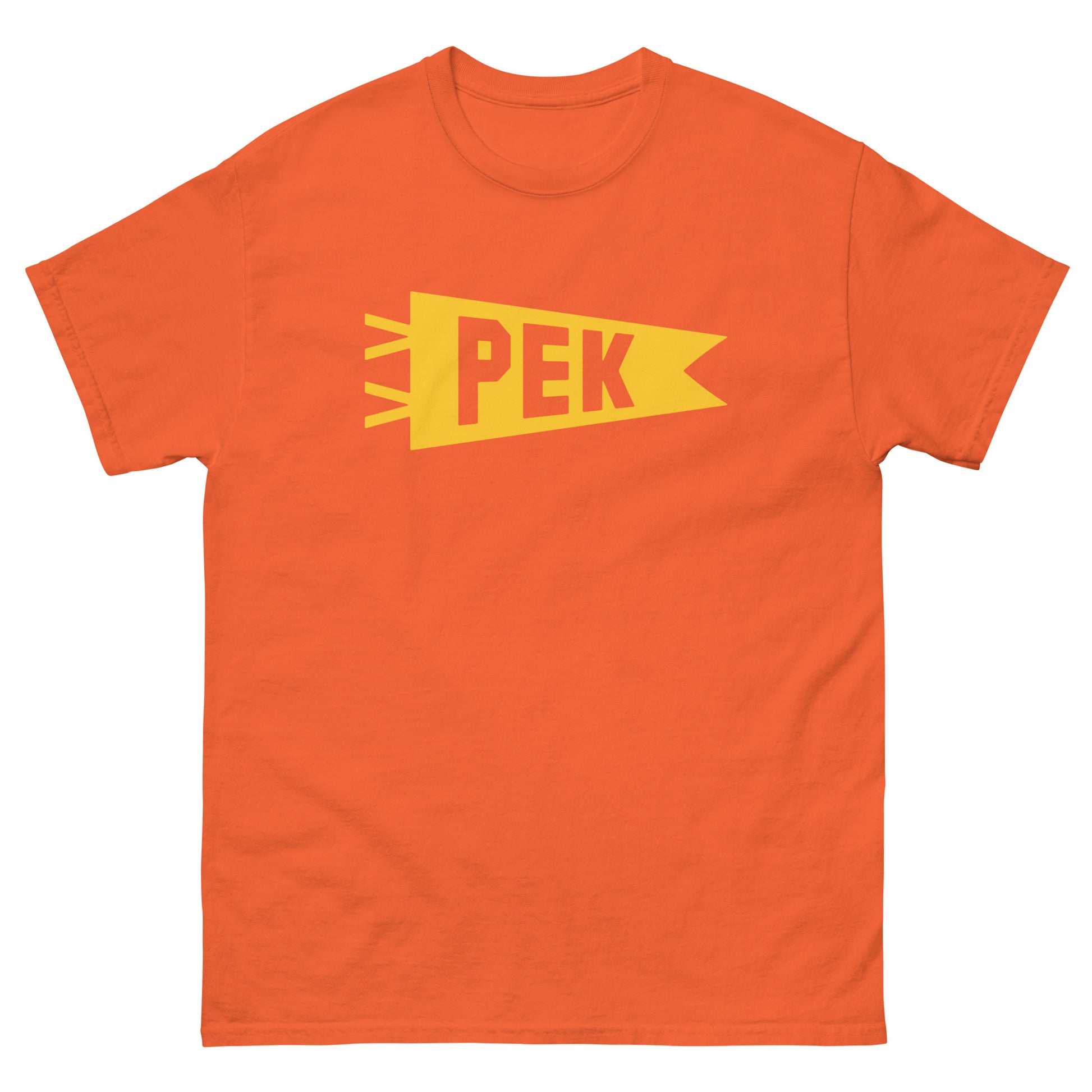 Airport Code Men's T-Shirt - Yellow Graphic • PEK Beijing Souvenir • YHM Designs - Image 02