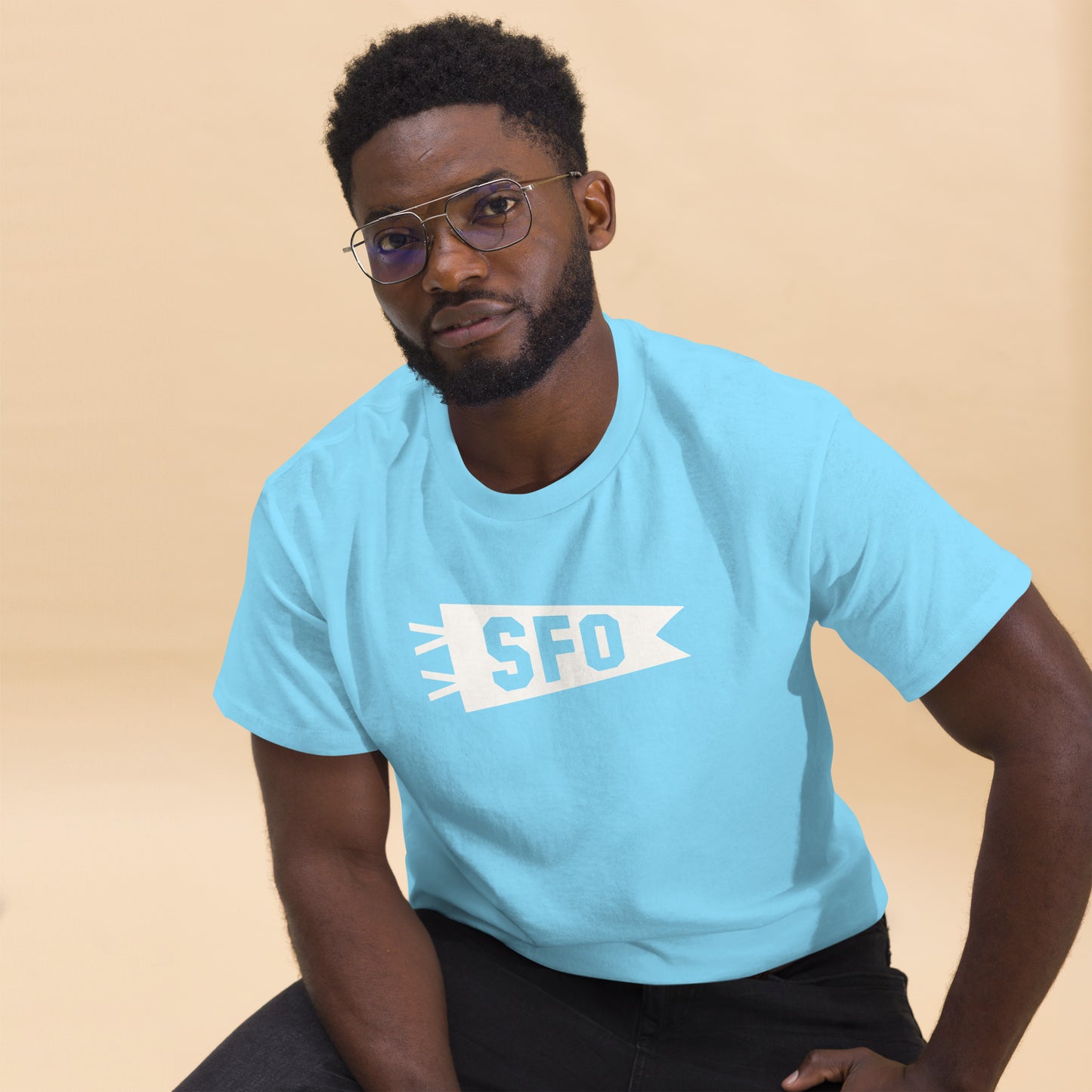 Airport Code Men's T-Shirt - White Graphic • SFO San Francisco • YHM Designs - Image 08