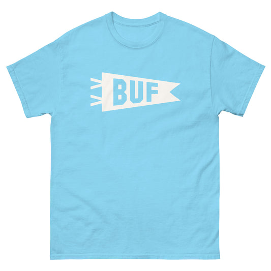 Airport Code Men's T-Shirt - White Graphic • BUF Buffalo • YHM Designs - Image 02