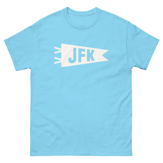 Airport Code Men's T-Shirt - White Graphic • JFK New York City • YHM Designs - Image 02