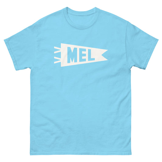 Airport Code Men's T-Shirt - White Graphic • MEL Melbourne • YHM Designs - Image 02