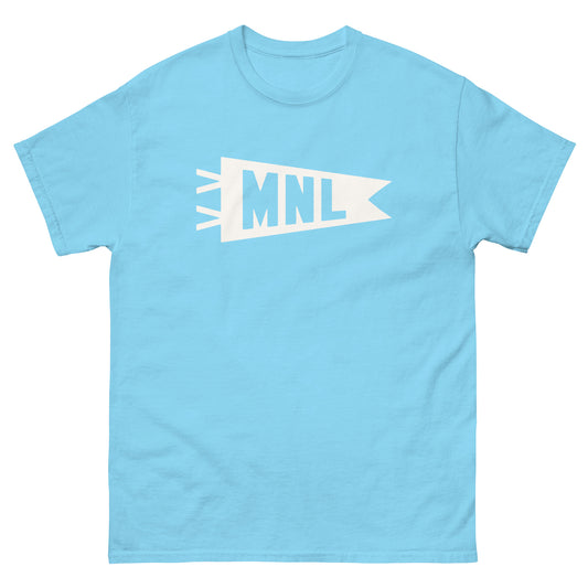 Airport Code Men's T-Shirt - White Graphic • MNL Manila • YHM Designs - Image 02