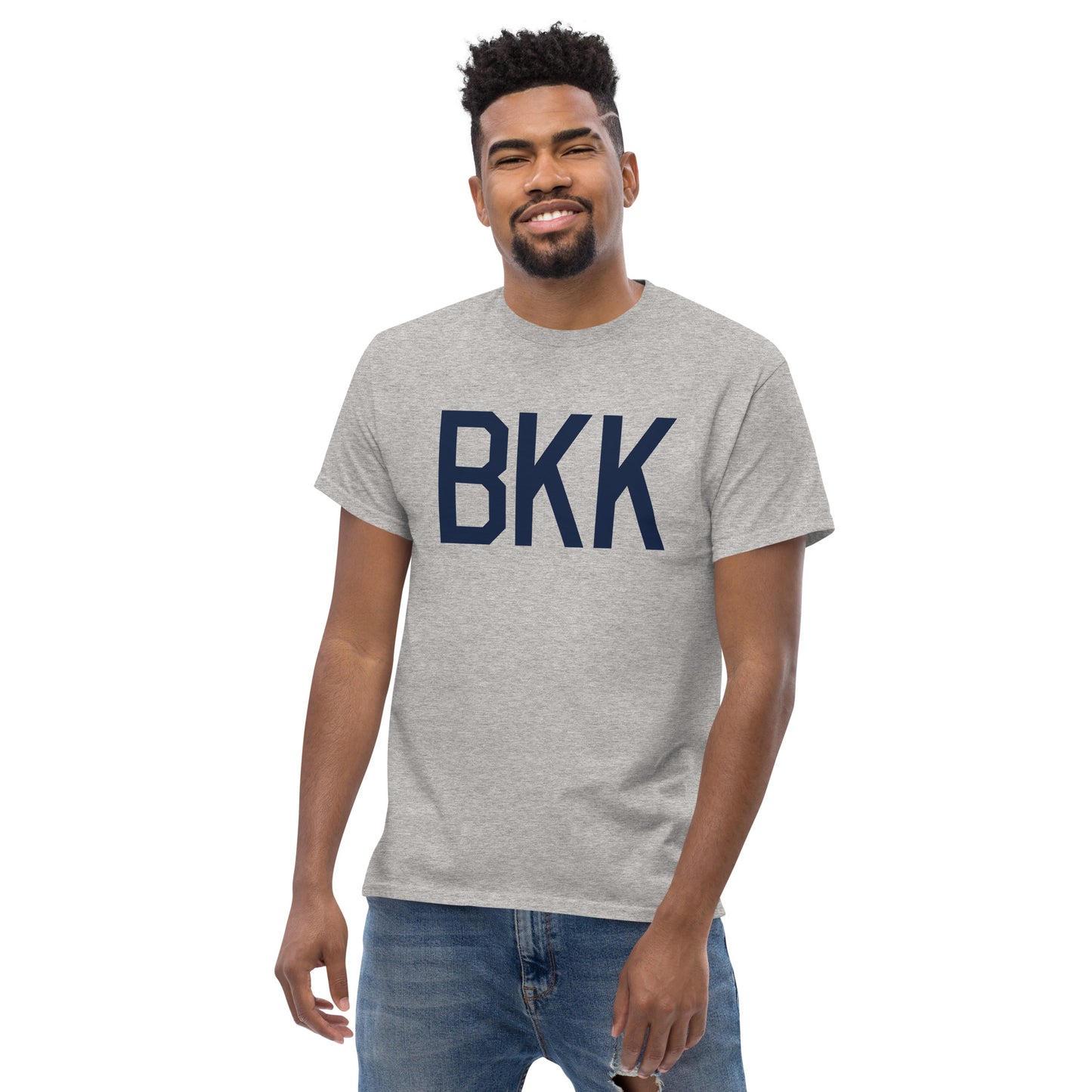 Aviation-Theme Men's T-Shirt - Navy Blue Graphic • BKK Bangkok • YHM Designs - Image 06