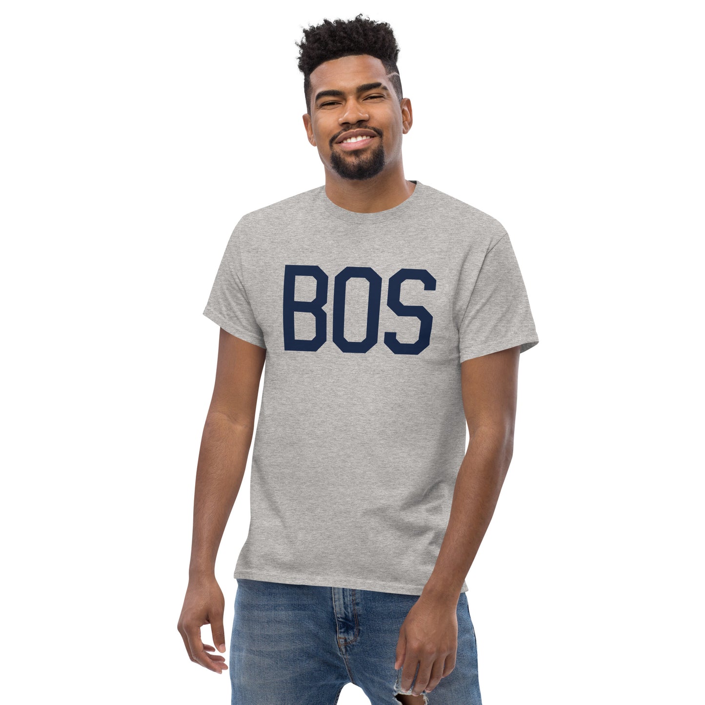 Aviation-Theme Men's T-Shirt - Navy Blue Graphic • BOS Boston • YHM Designs - Image 06