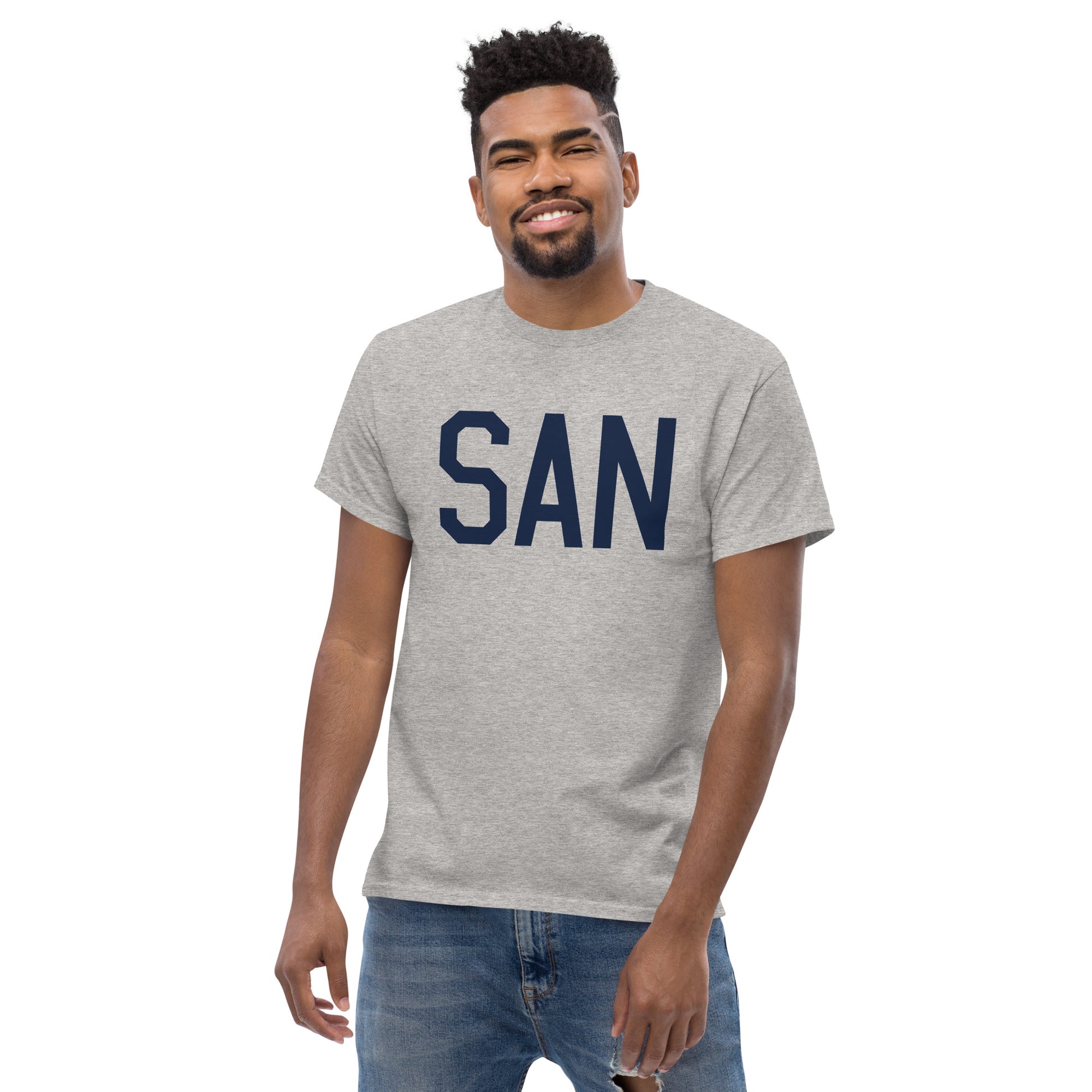 Aviation-Theme Men's T-Shirt - Navy Blue Graphic • SAN San Diego • YHM Designs - Image 06