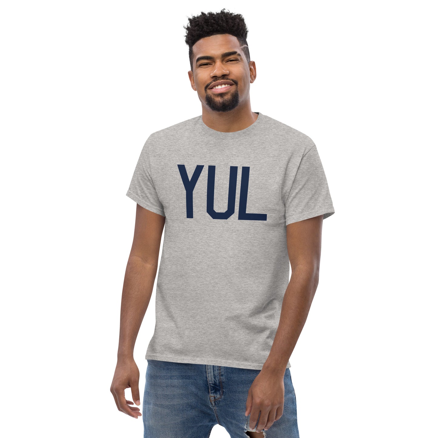 Aviation-Theme Men's T-Shirt - Navy Blue Graphic • YUL Montreal • YHM Designs - Image 06