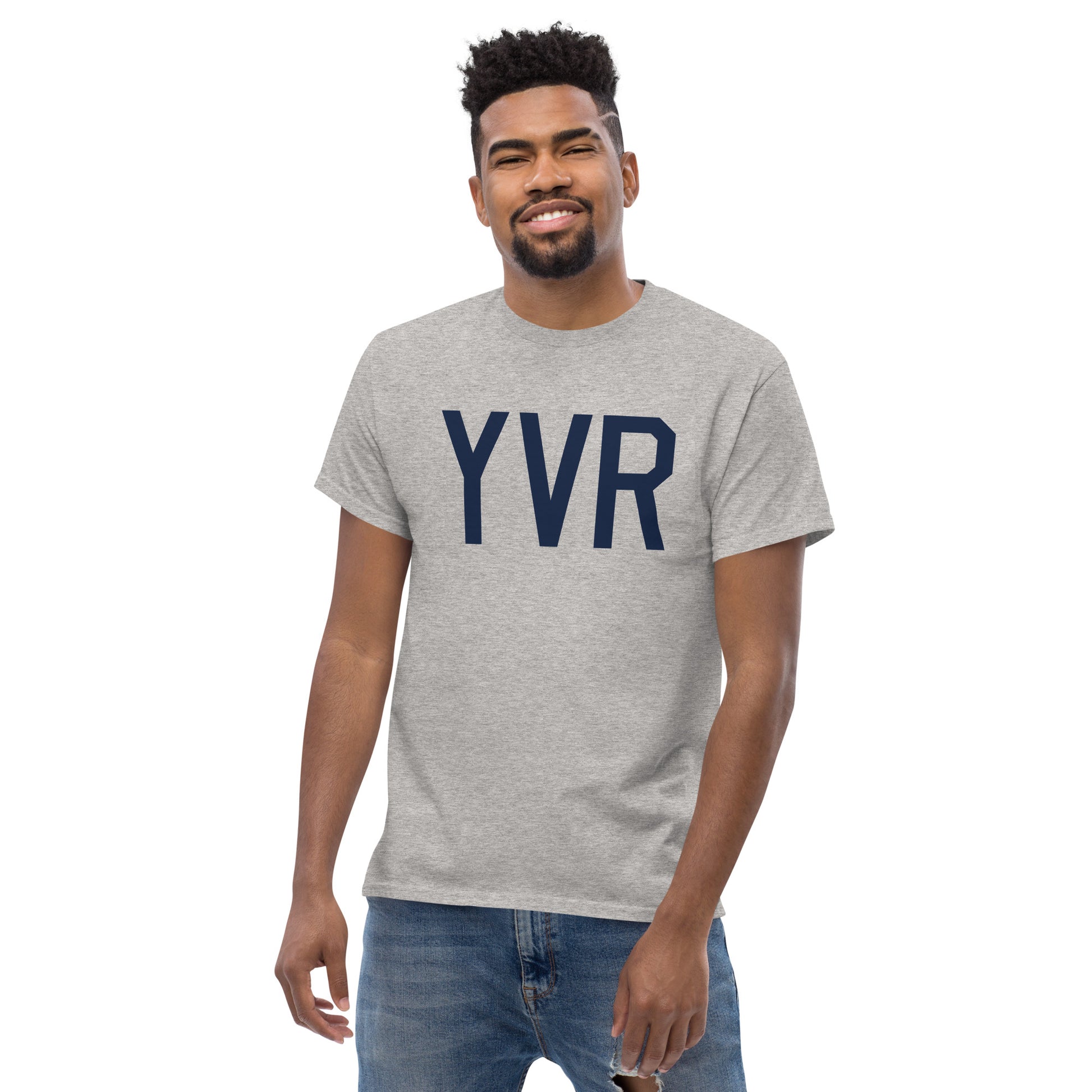 Aviation-Theme Men's T-Shirt - Navy Blue Graphic • YVR Vancouver • YHM Designs - Image 06