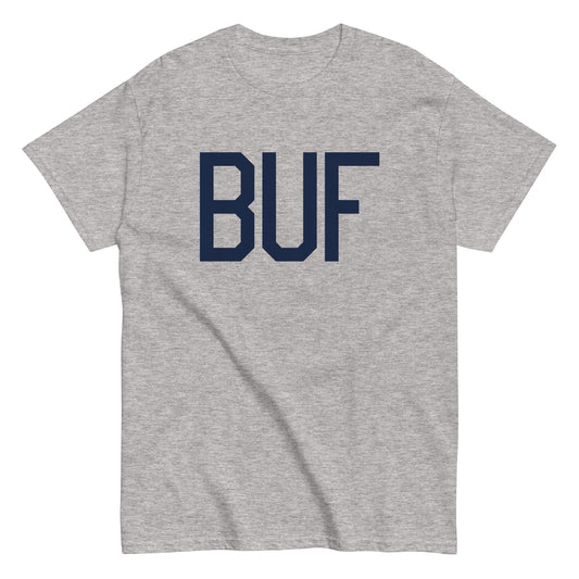 Aviation-Theme Men's T-Shirt - Navy Blue Graphic • BUF Buffalo • YHM Designs - Image 02