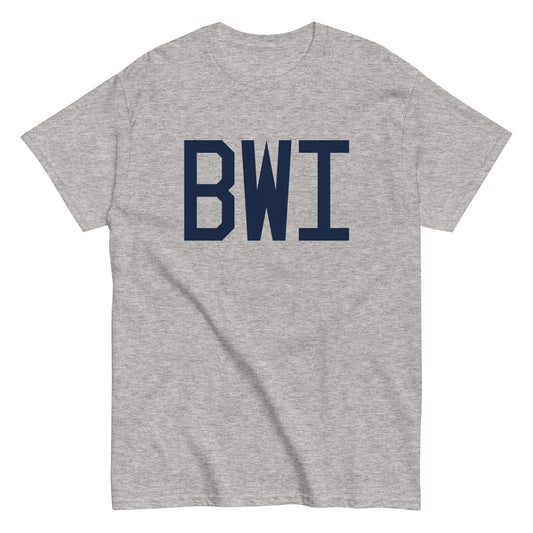 Aviation-Theme Men's T-Shirt - Navy Blue Graphic • BWI Baltimore • YHM Designs - Image 02