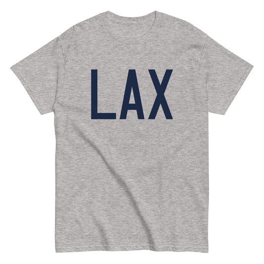 Aviation-Theme Men's T-Shirt - Navy Blue Graphic • LAX Los Angeles • YHM Designs - Image 02