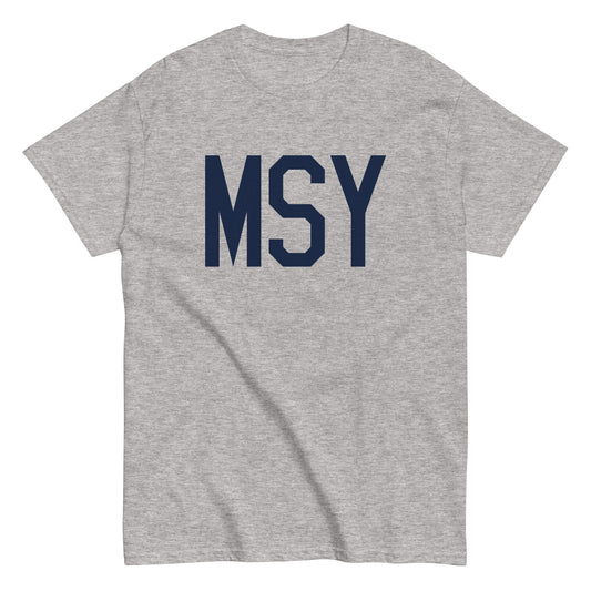 Aviation-Theme Men's T-Shirt - Navy Blue Graphic • MSY New Orleans • YHM Designs - Image 02