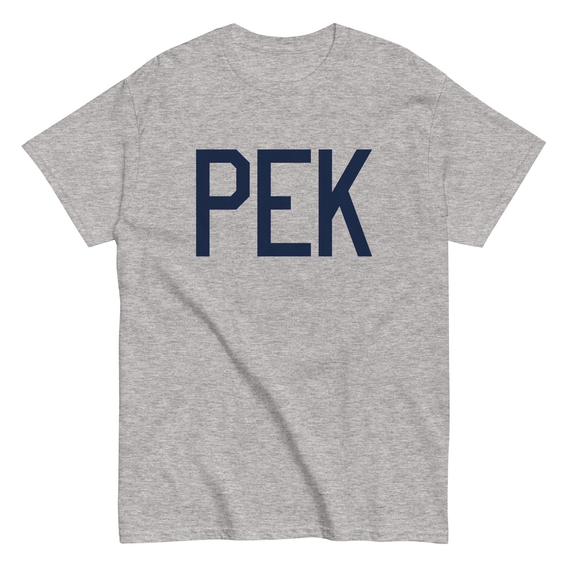 Aviation-Theme Men's T-Shirt - Navy Blue Graphic • PEK Beijing • YHM Designs - Image 02