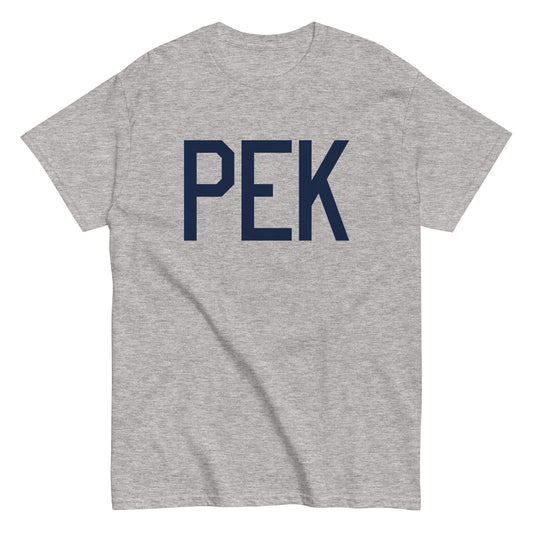 Aviation-Theme Men's T-Shirt - Navy Blue Graphic • PEK Beijing • YHM Designs - Image 02