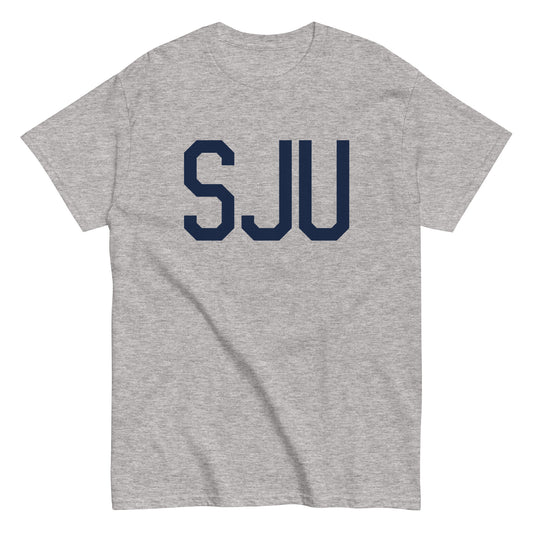 Aviation-Theme Men's T-Shirt - Navy Blue Graphic • SJU San Juan • YHM Designs - Image 02