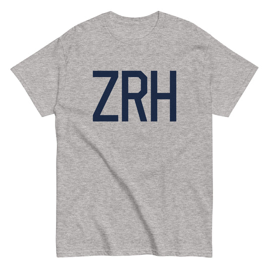 Aviation-Theme Men's T-Shirt - Navy Blue Graphic • ZRH Zurich • YHM Designs - Image 02