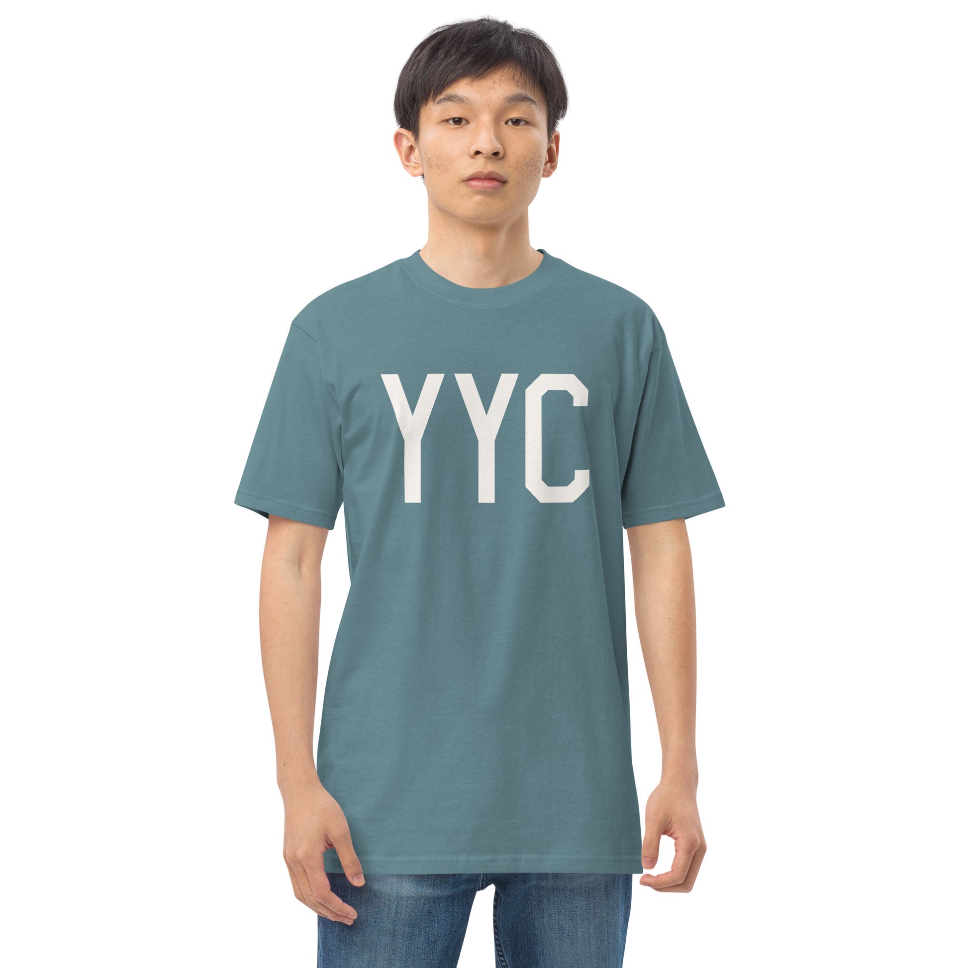 Airport Code Premium T-Shirt • YYC Calgary • YHM Designs - Image 11