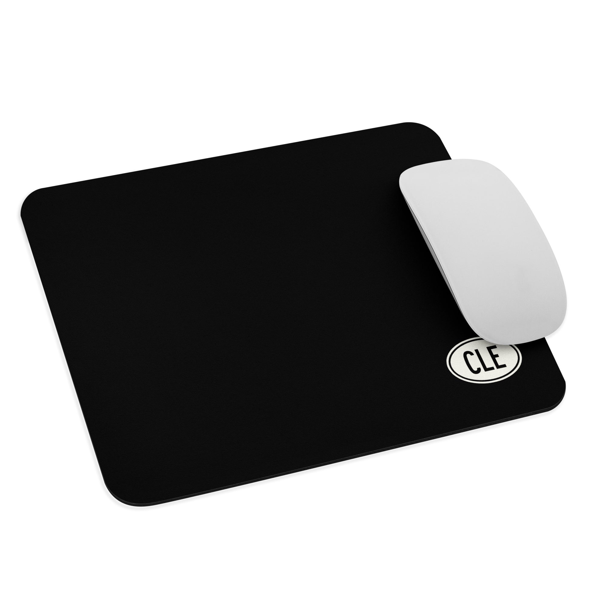 Unique Travel Gift Mouse Pad - White Oval • CLE Cleveland • YHM Designs - Image 03