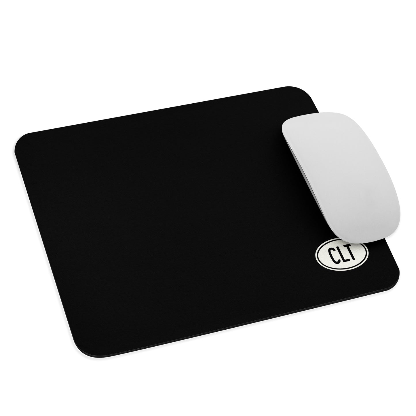 Unique Travel Gift Mouse Pad - White Oval • CLT Charlotte • YHM Designs - Image 03
