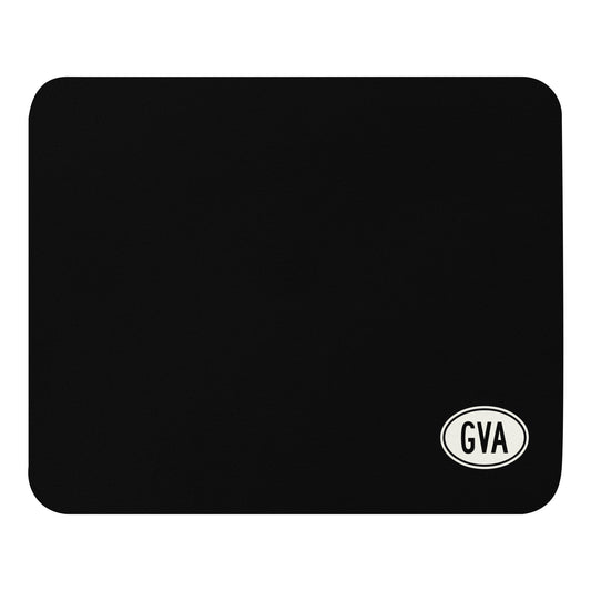 GVA Geneva Mouse Pad • Black with Oval Car Sticker Design • YHM Designs - Image 01