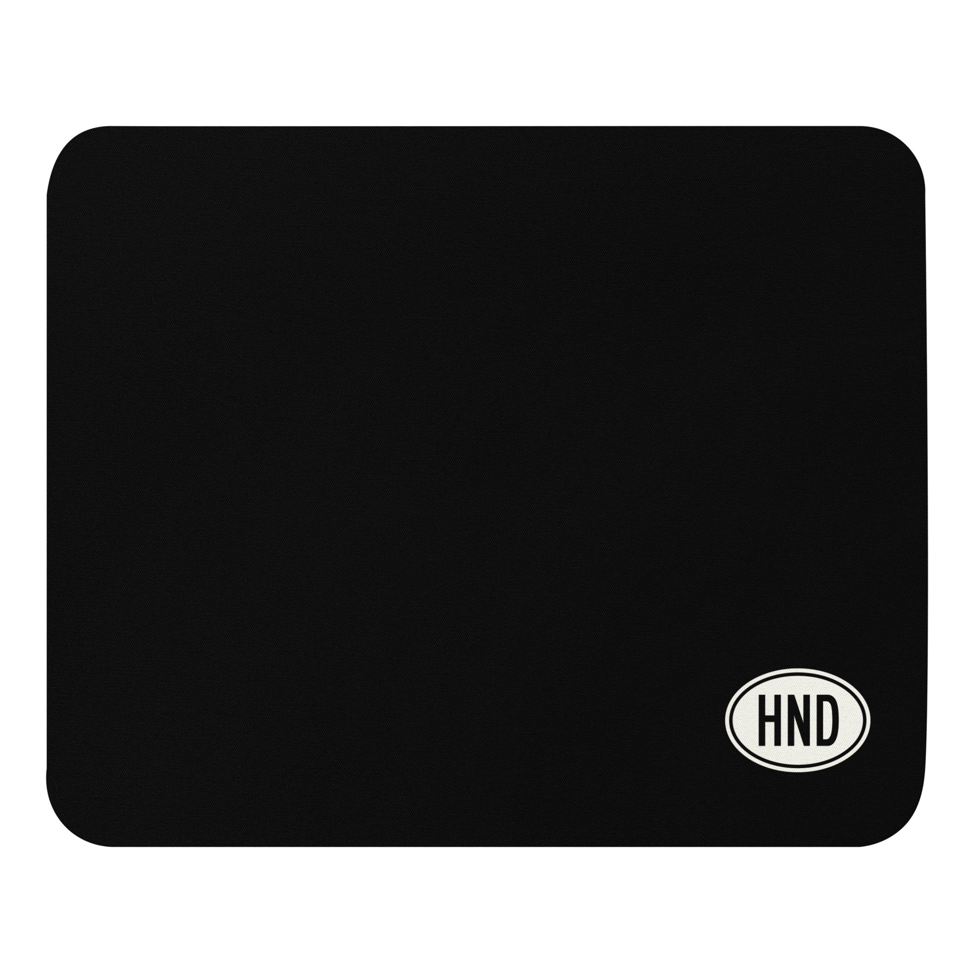 HND Tokyo Mouse Pad • Black with Oval Car Sticker Design • YHM Designs - Image 01