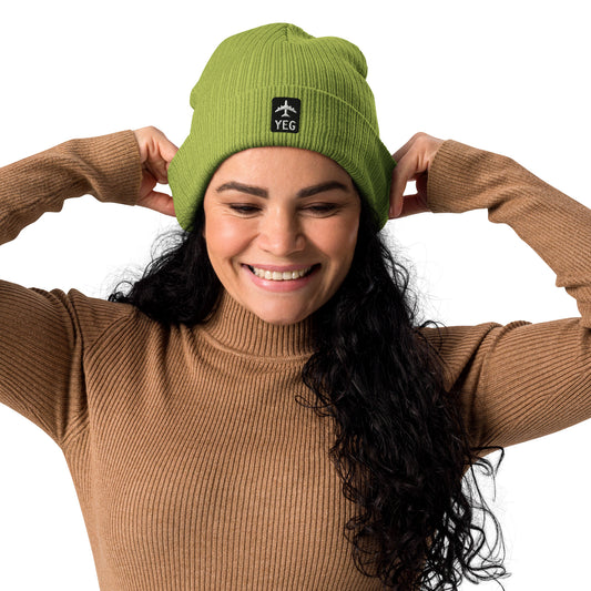 Jetliner Organic Ribbed Beanie • Black/White • YEG Edmonton • YHM Designs - Image 02