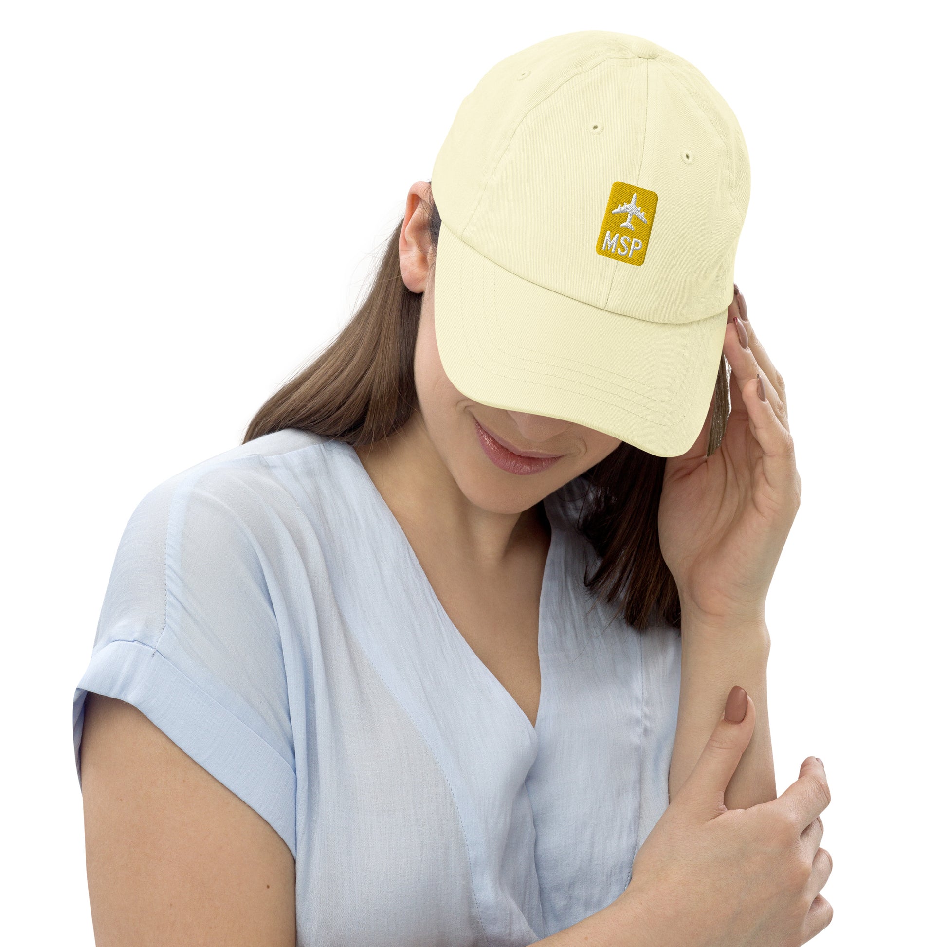 Jetliner Pastel Baseball Cap • Yellow • MSP Minneapolis Souvenir • YHM Designs - Image 02