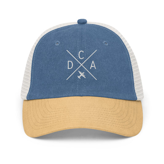 Crossed-X Pigment-Dyed Trucker Cap • DCA Washington • YHM Designs - Image 01