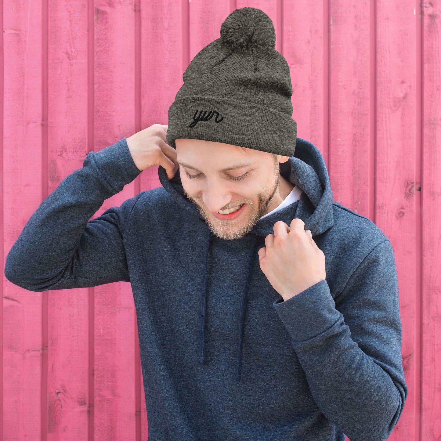 Vintage Script Pom-Pom Beanie • YVR Vancouver • YHM Designs - Image 06