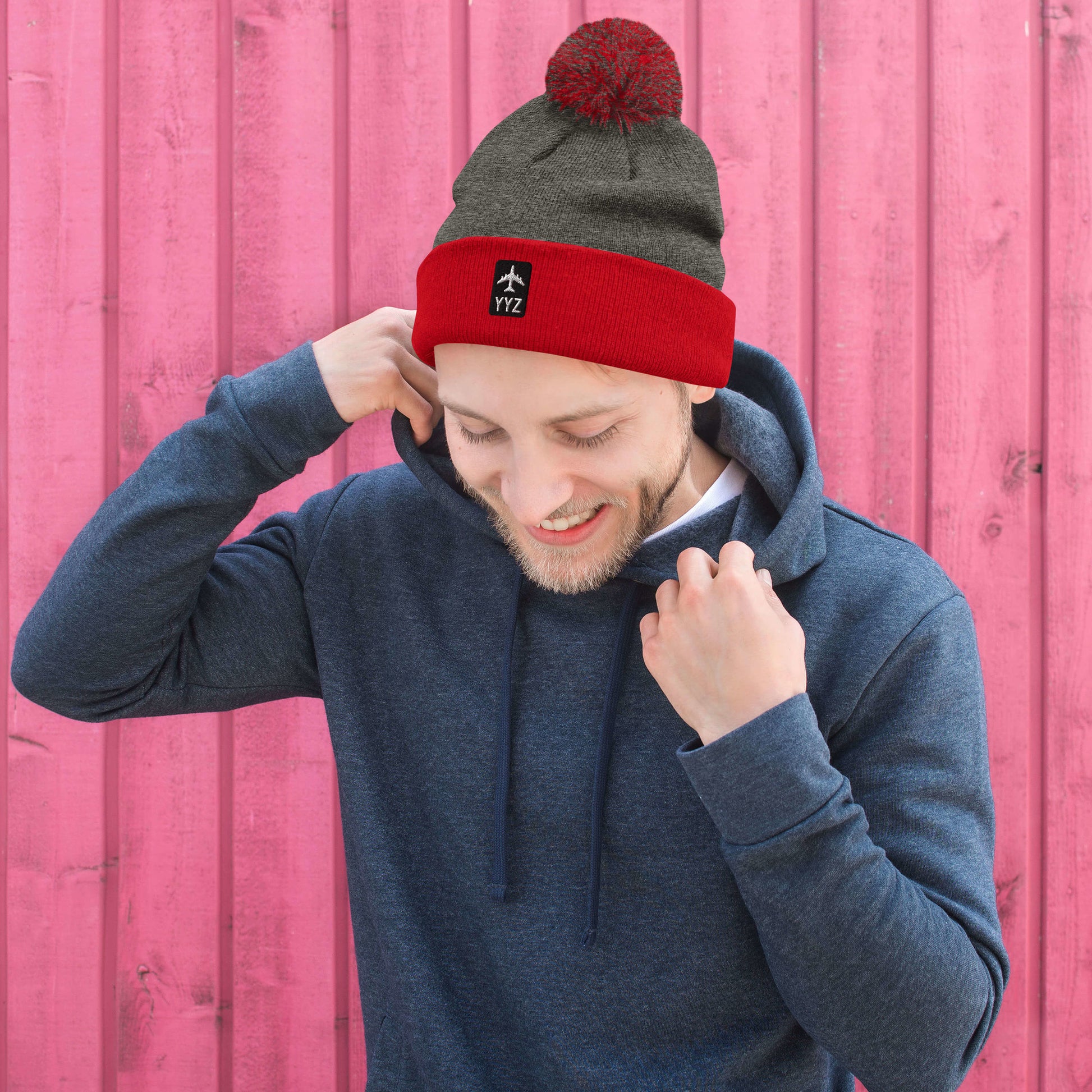 Jetliner Pom-Pom Beanie • Black/White • YYZ Toronto • YHM Designs - Image 05